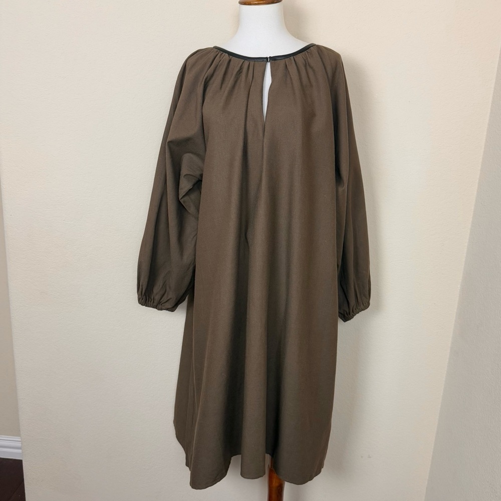 RECREO San Miguel Brown Rayon Linen Midi Dress